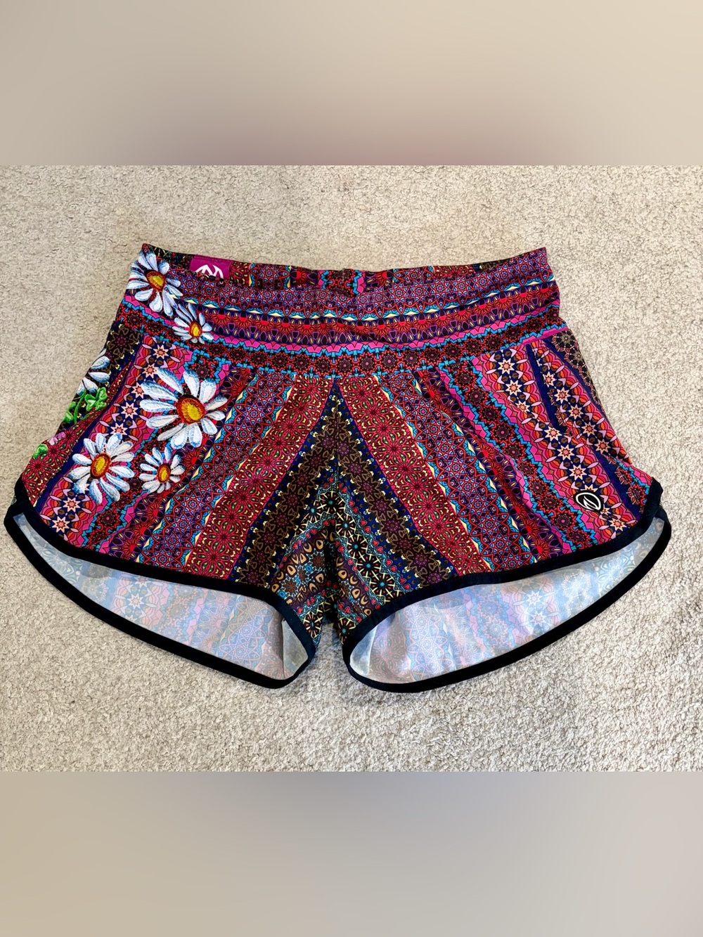 Inkburn Running Shorts, Women’s  Size 6, Floral Mosaic, Pockets, Adjustable Wst